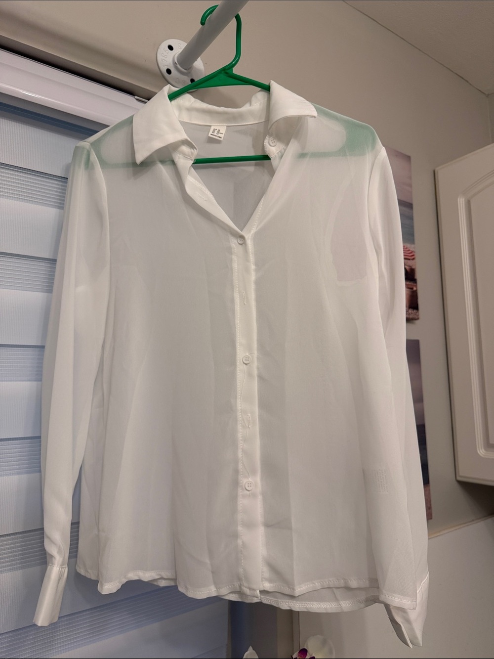 Sheer White Long-Sleeve Blouse